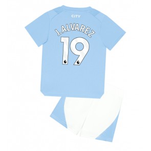 Manchester City Julian Alvarez #19 Dětské Domácí dres komplet 2023-24 Krátký Rukáv (+ trenýrky)